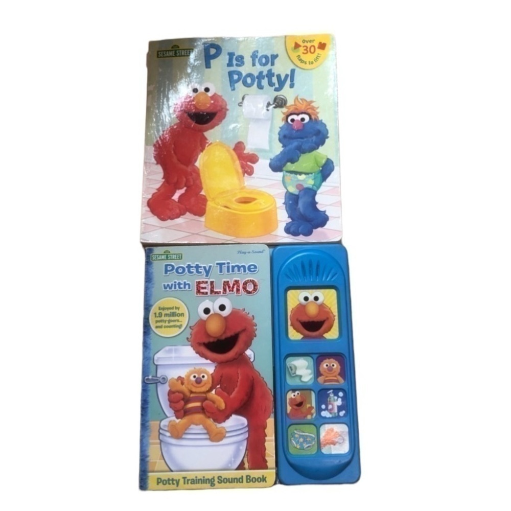 Sesame Street Potty Training Book Bundle Lot Button Flap Music Talking Elmo